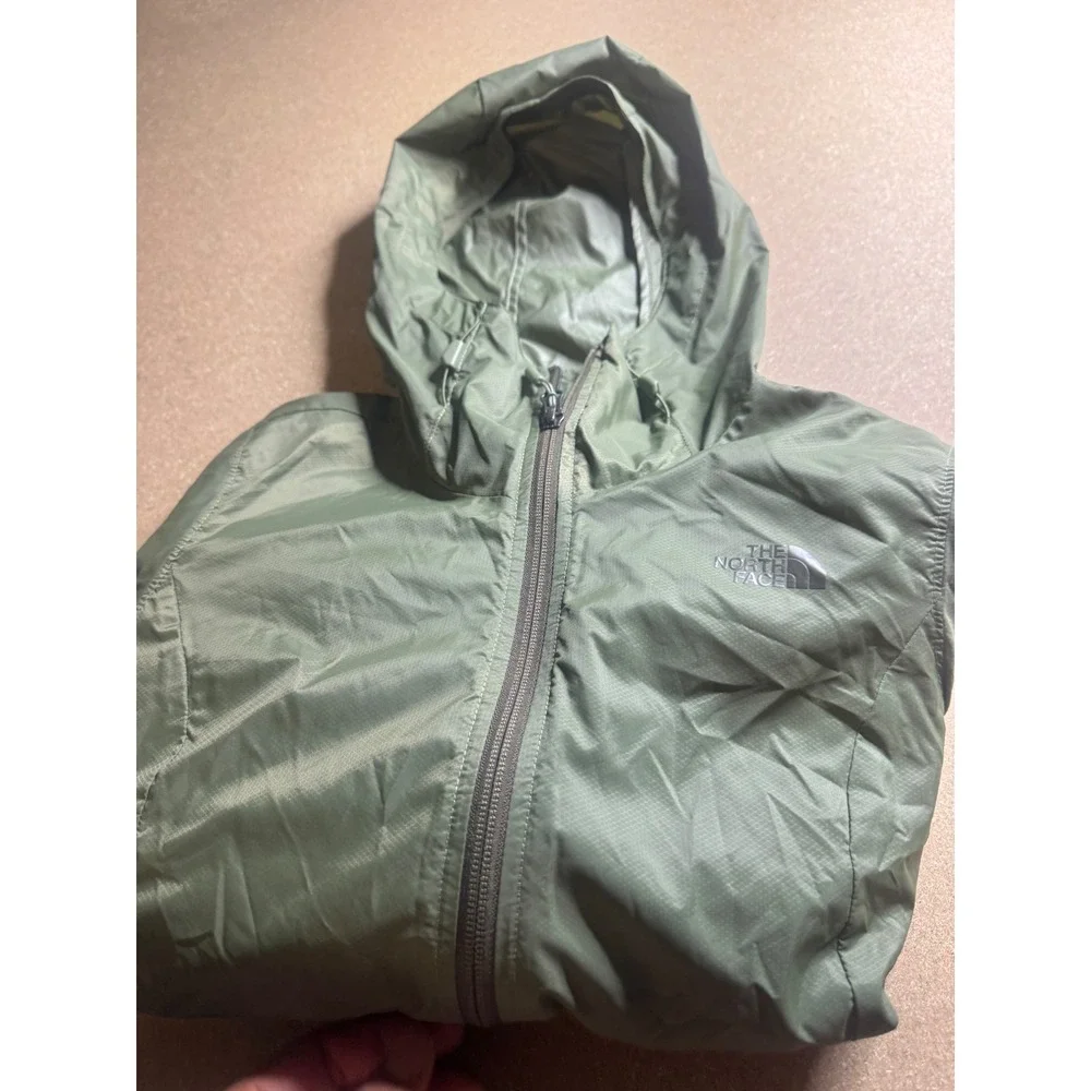 The North Face WindWall Mens Olive Green Full Zip Hooded Windbreaker Jacket